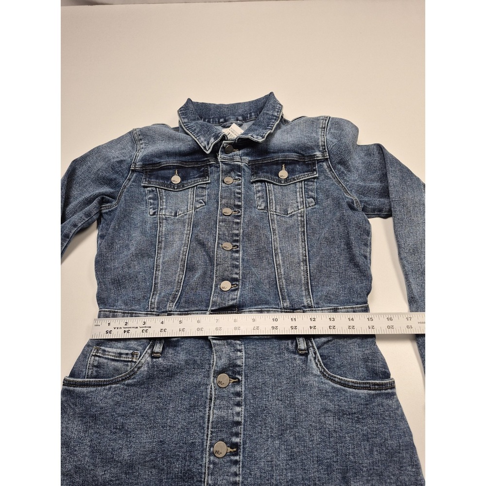 Wash Lab Denim Shirt Dress Womens Small Blue Belted Long Sleeve Midi Pocket - Picture 5 of 10